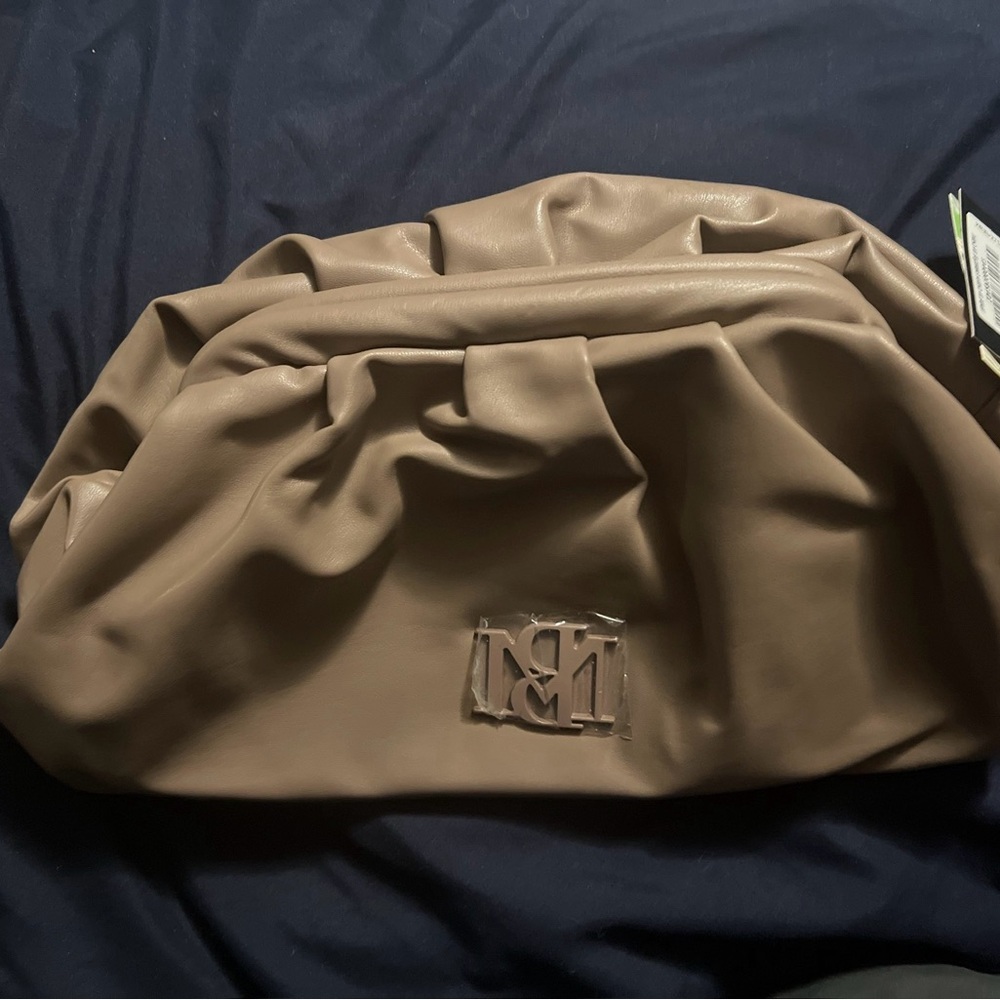 Mischka Badgley Tan Vegan Leather Clutch